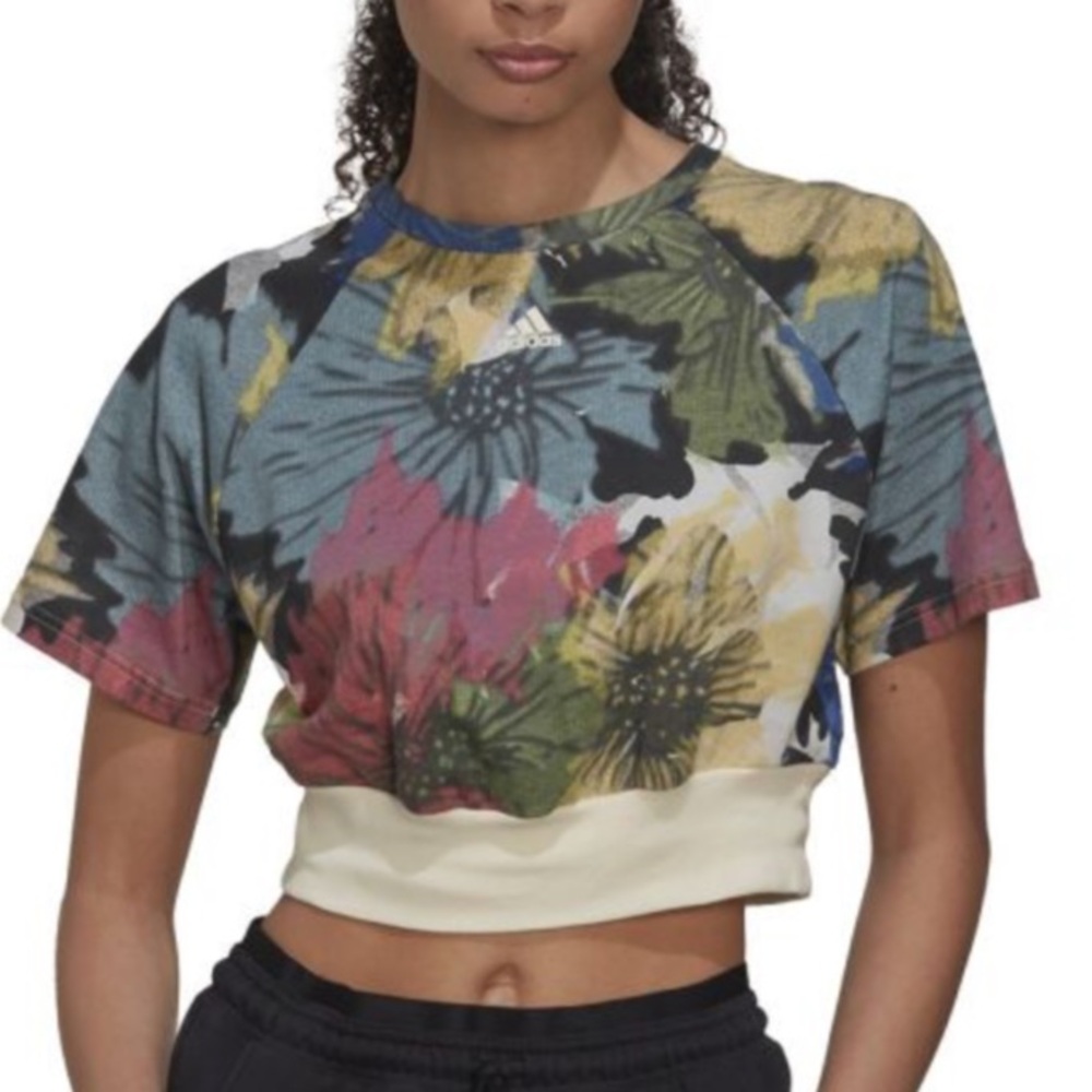 ADIDAS ALL OVER PRINT WOMENS CROP TEE